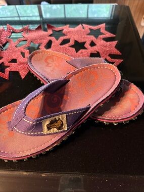 Purple and Pink Floral Flip Flop Sandals for Women